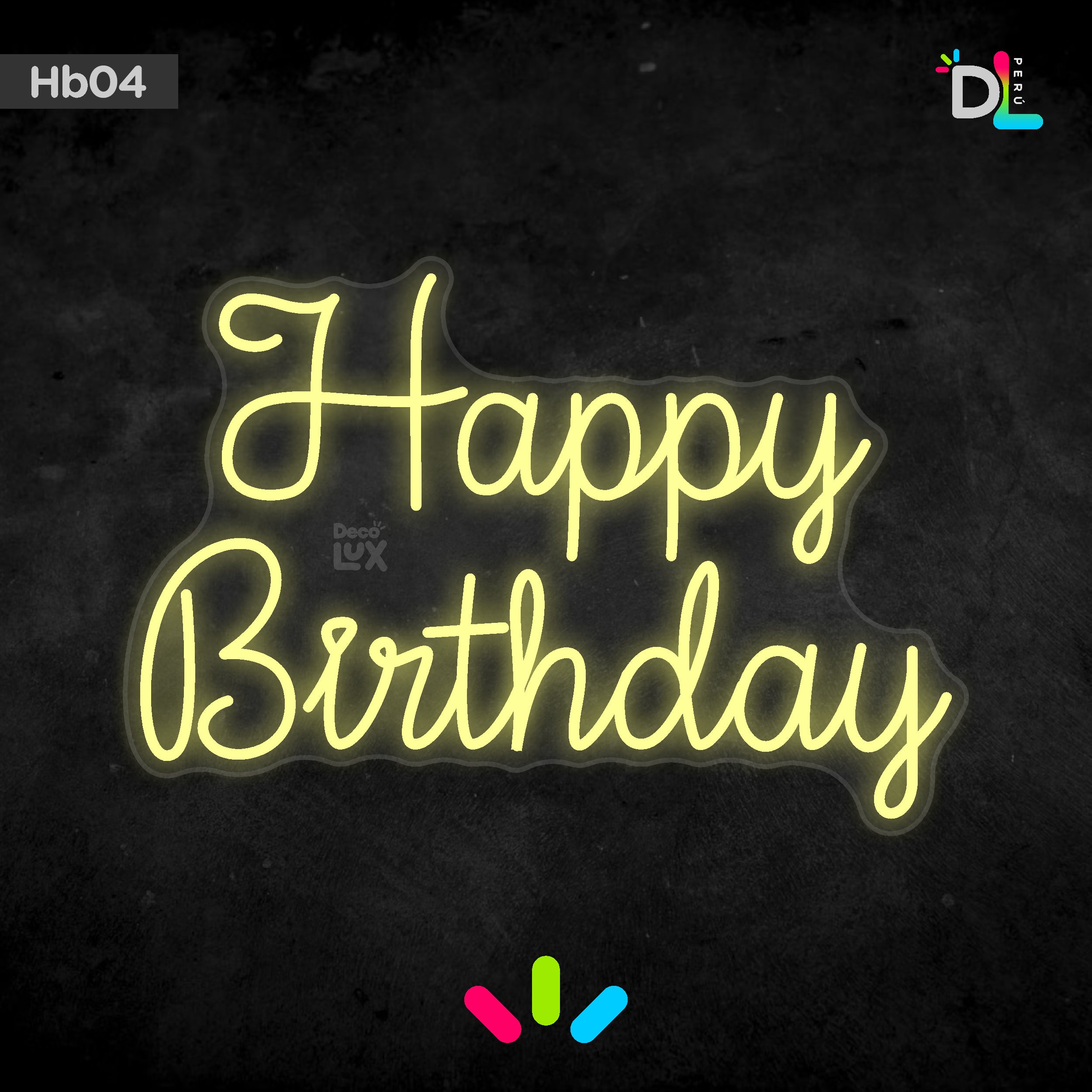 HB04 - Happy Birthday - Letrero Neon Premium